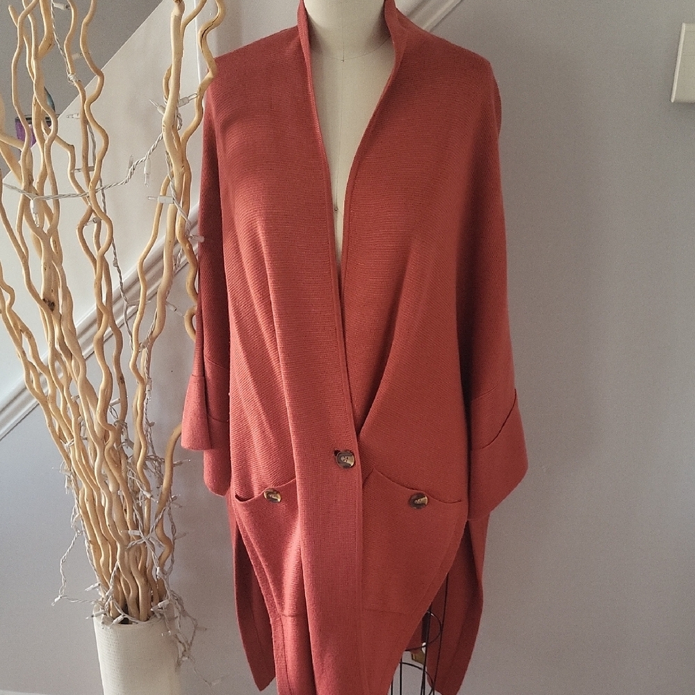Chic Rust Orange Knit Cardigan
